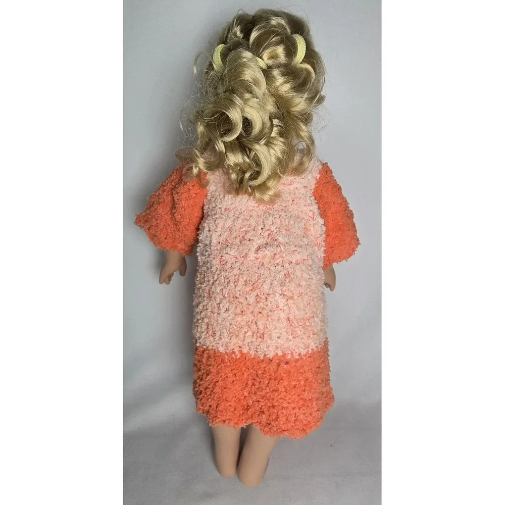 American Girl Doll Crochet Robe 18 In Doll Clothes Peach/Orange
